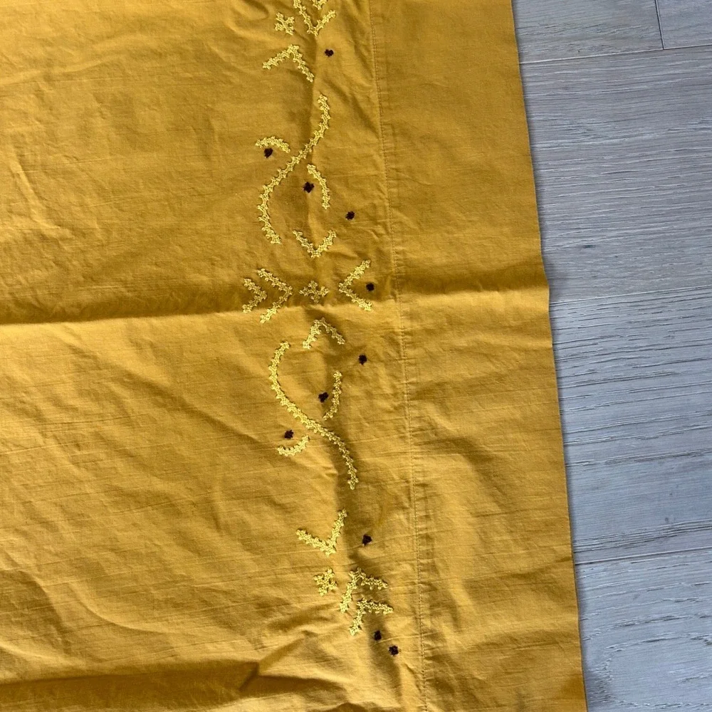 Mustard Yellow Embroidered Floral Pillowcase Set of 2 Bohemian Bedding 32x20